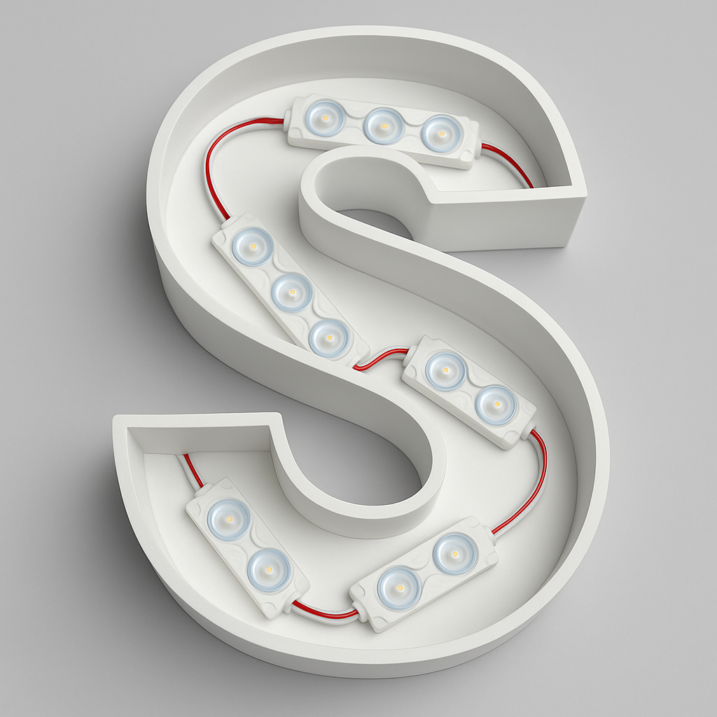 2835 SMD LED Modul 3er-Kette | 12 V | Für Leuchtbuchstaben & Leuchtkästen