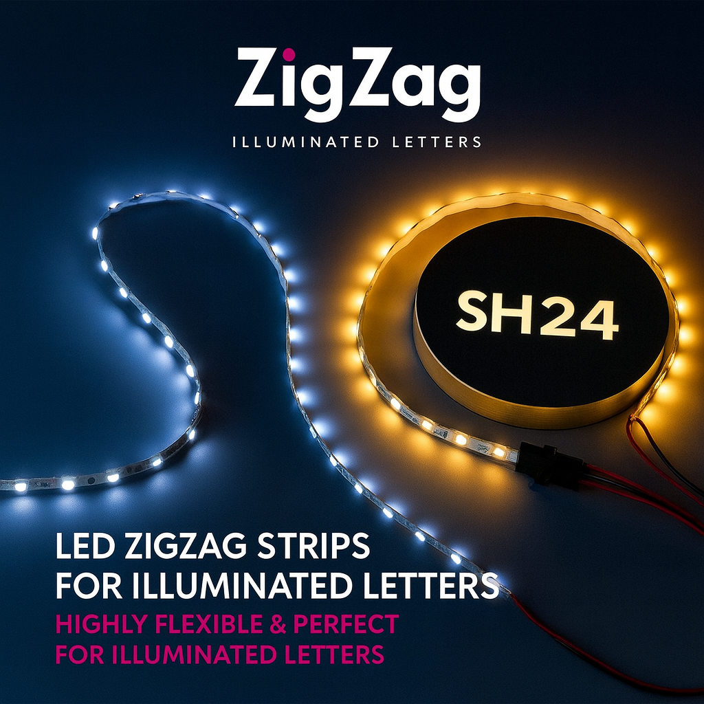 LED Zig-Zag Modul 5 m | Weiß 12 V | für Leuchtbuchstaben & Leuchtkästen