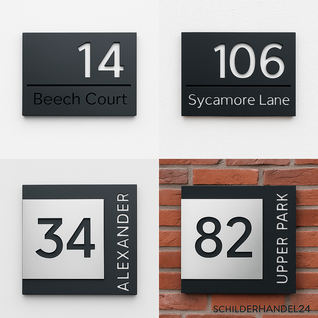 Hausnummernschild aus Acryl/Aluminium – individuell gestaltet
